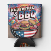 レッド ホワイト BBQ 缶クーラー (正面)