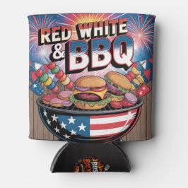 レッド ホワイト BBQ 缶クーラー