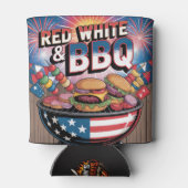 レッド ホワイト BBQ 缶クーラー (裏面)