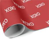 レッド ホワイト XOXO ブライズ シャワー ラッピングペーパー (ロールコーナー)