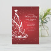 レッド&ホワモダンイトクリスマスホリデーパーティー 招待状 (スタンド正面)