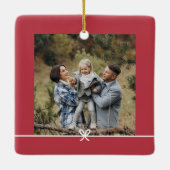 レッド |ボーシンプルフミニマルフォト セラミックオーナメント (裏面)