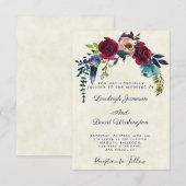 レッド ボーホー フラワーの結婚式招待状 招待状 (正面/裏面)