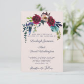 レッド ボーホー フラワー ウェディング 招待状 (スタンド正面)