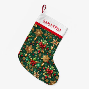 レッド・ポインセチアのトロピカル・クリスマスパターン スモールクリスマスストッキング