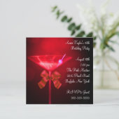 レッド マティーニ 女性の 誕生日パーティー 招待状 (スタンド正面)