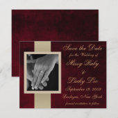 レッド マーブル セーブ・ザ・デート 発表 招待状 (正面/裏面)