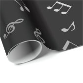 レッド・ミュージック・ノートとシルバー・ブラック ラッピングペーパー (ロールコーナー)