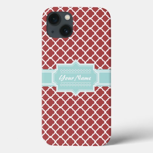 レッド&ミントクローバー パーソナライズされた Case-Mate iPhoneケース (裏面)