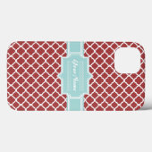 レッド&ミントクローバー パーソナライズされた Case-Mate iPhoneケース (裏面 (横))