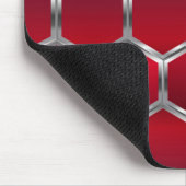 レッド&メタリック銀八角形パターン マウスパッド (コーナー)