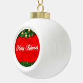 レッド メリークリスマス 陶器のボール オーナメント (右)