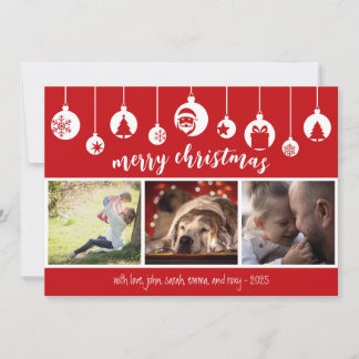 レッド・メリー・つるクリスマスのオーナメント写真 シーズンカード