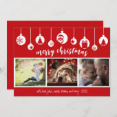 レッド・メリー・つるクリスマスのオーナメント写真 シーズンカード (正面/裏面)