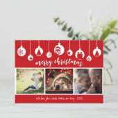 レッド・メリー・つるクリスマスのオーナメント写真 シーズンカード (スタンド正面)