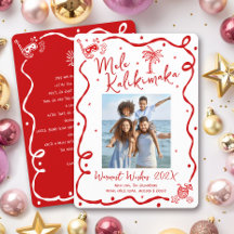 レッド メレカリキマカ 写真 手描き クリスマス