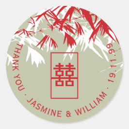 レッド&モス竹葉のShuang Xi中国の結婚's ラウンドシール