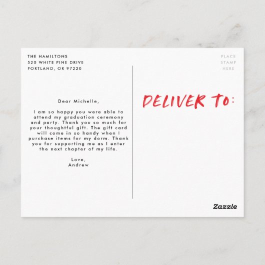 レッド |モダン絵を描(ばちゃばちゃ)跳ねる写真 ポストカード (裏面)