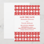 レッド モダン デコ セーブ・ザ・デート 招待状 (正面/裏面)