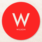 レッド モノグラム パーソナル パーティー ラウンドペーパーコースター (正面)