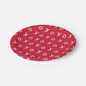 レッド&ライトピンクX O XO XOのトレンディーかわいい ペーパープレート (アングル)