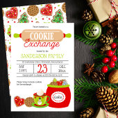 レッド |ライムふりかけホリデーCookie交換パーティー 招待状
