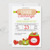 レッド |ライムふりかけホリデーCookie交換パーティー 招待状 (正面)