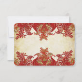 レッド、ライム&オレンジヴィンテージペイズリーピーコックRSVP 出欠カード (裏面)