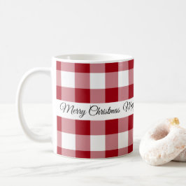 レッド・ラスティック・チェック柄 メリー・クリスマス コーヒーマグカップ