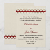 レッド ラスティック バーラップとレースのカントリーウェディング 招待状 (正面/裏面)