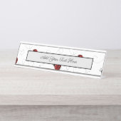 レッド・ラディブ・ビートル虫好きブラック・ハート デスクネームプレート (正面)