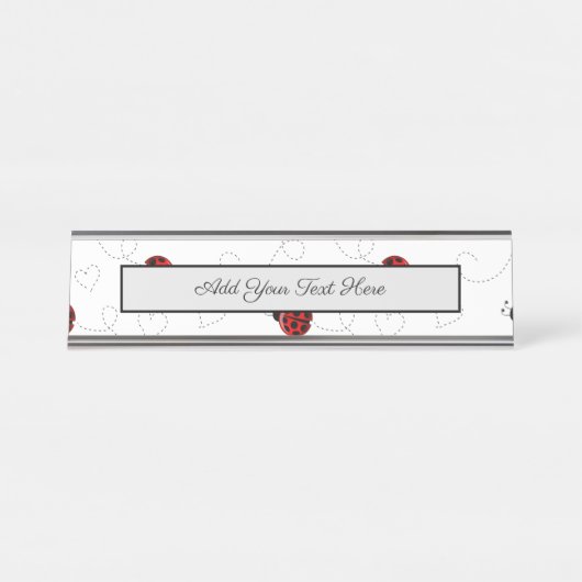 レッド・ラディブ・ビートル虫好きブラック・ハート デスクネームプレート (正面)