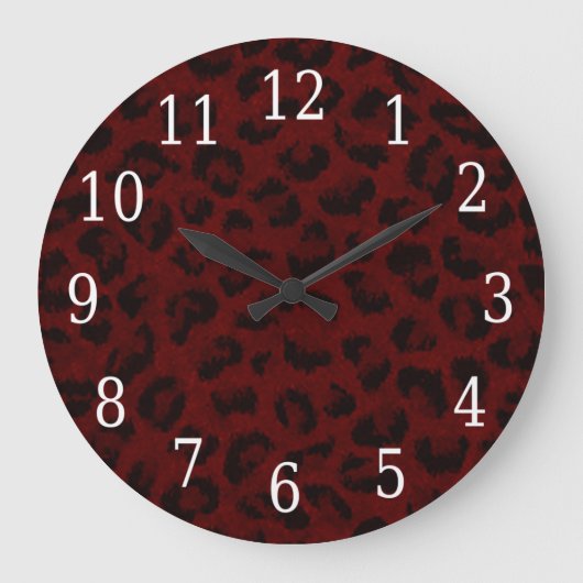 レッド·レオパード·スキン·ラウンド·クロック ラージ壁時計 (正面)