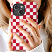 レッド レトロ チェック パターン モノグラム Case-Mate iPhoneケース