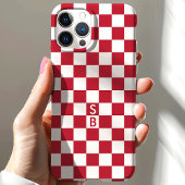 レッド レトロ チェック パターン モノグラム Case-Mate iPhoneケース