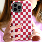 レッド レトロ チェック パターン モノグラム Case-Mate iPhoneケース