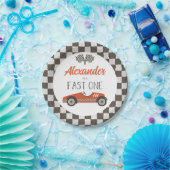 レッド+レースカー+バースデー紙皿 Fast One ペーパープレート (パーティー)