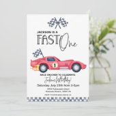 レッド・レースカー FAST ONE 誕生日招待状 招待状 (スタンド正面)