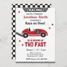 レッド レース カー 2歳の誕生日パーティーへの招待状 招待状