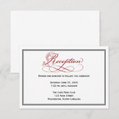 レッド ロイヤル スクリプト ウェディング レセプション カード (正面/裏面)