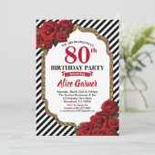 レッド·ローズ女性の誕生日招待状80回目 招待状 (スタンド正面)