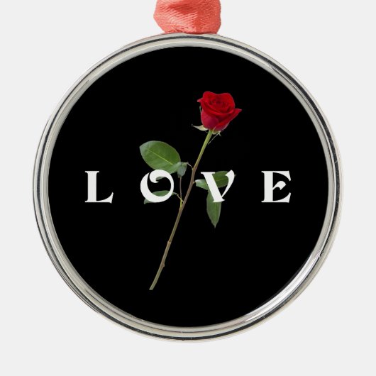 レッド·ローズ·ラブ メタルオーナメント (正面)