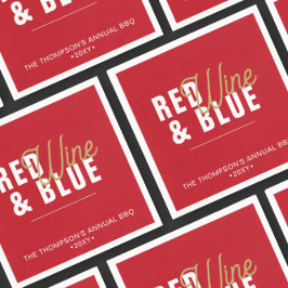 レッド・ワイン＆ブルー 4th of July パーティー ペーパー スタンダードカクテルナプキン