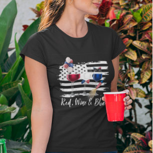 レッド・ワイン・ブルー 4th of July 独立記念日 フラッグ Tシャツ