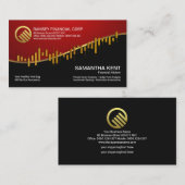 レッド·ヴィネット·金ゴールド証券取引所財務グラフ 名刺 (正面/裏面)