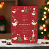 レッド ヴィンテージ ゴース クリスマスパーティーの招待状 シーズンカード