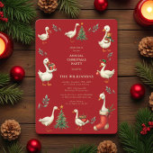 レッド ヴィンテージ ゴース クリスマスパーティーの招待状 シーズンカード