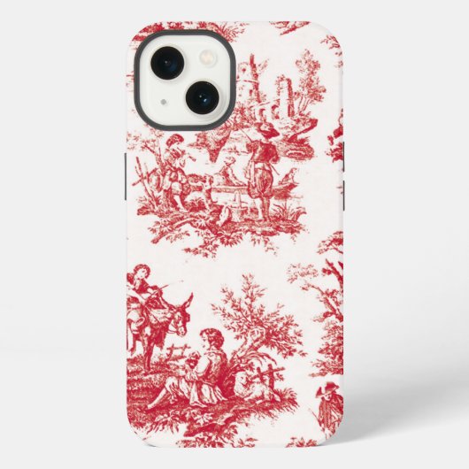 レッド ヴィンテージ トワル iPhoneケース (裏面)