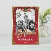 レッド&信じ金ゴールドウィンタースノーフレークホリデーフォト シーズンカード (スタンド正面)