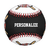 レッド | 写真付き白黒野球 野球ボール (裏面)
